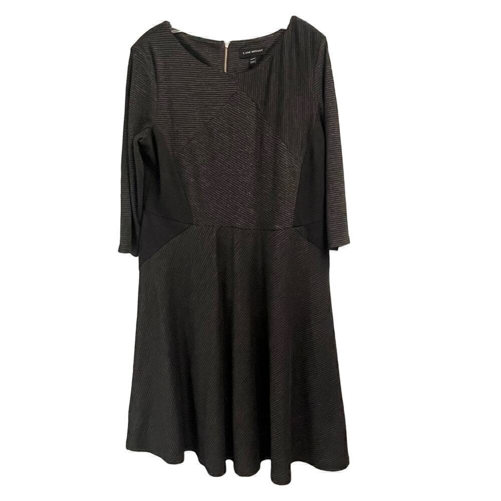 Lane Bryant Dress Size 18/20 Black Gold Metallic Evening Dressy 3/4 Sleeves